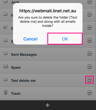 Mobile webmail delete folder 2