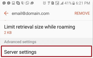 Android email settings 4
